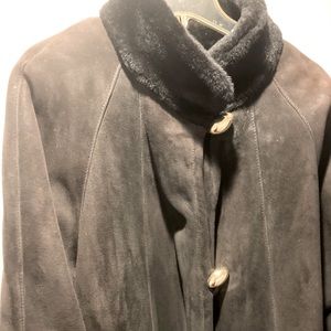 Arpel Leather And Shearling Black Shearling Coat